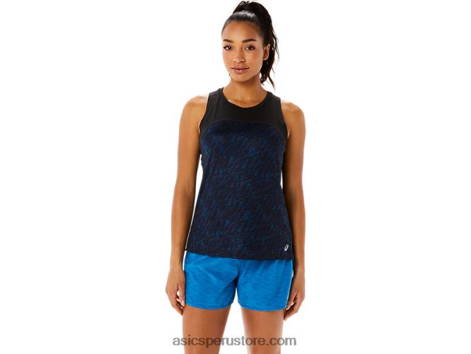 RPVB3486 impresión de sombra nocturna/lago Asics camiseta sin mangas pr lyte run para mujer
