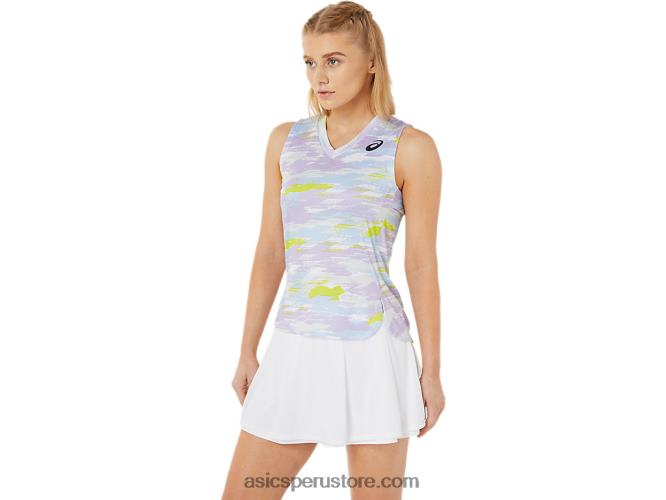 RPVB3494 murasaki Asics Camiseta sin mangas con gráfico Match para mujer