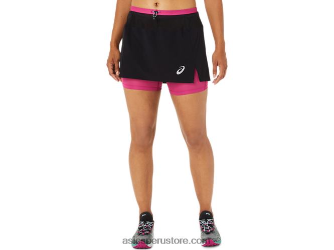 RPVB3507 rendimiento negro/rojo fucsia Asics falda pantalón fujitrail mujer