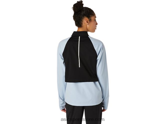 RPVB3638 neblina/negro rendimiento Asics chaqueta con cremallera completa thermostorm para mujer