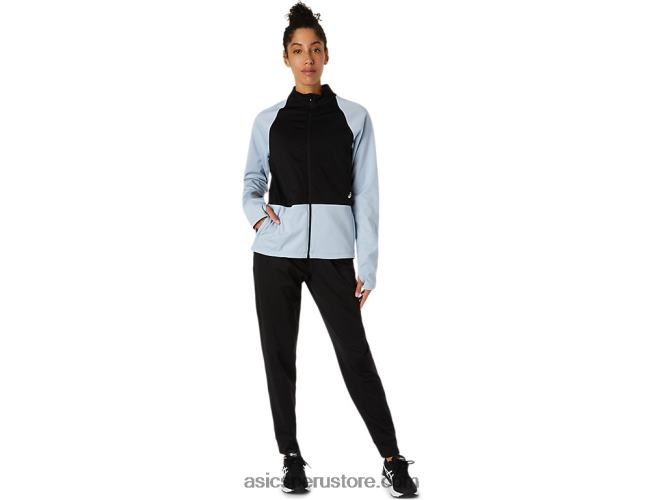 RPVB3638 neblina/negro rendimiento Asics chaqueta con cremallera completa thermostorm para mujer