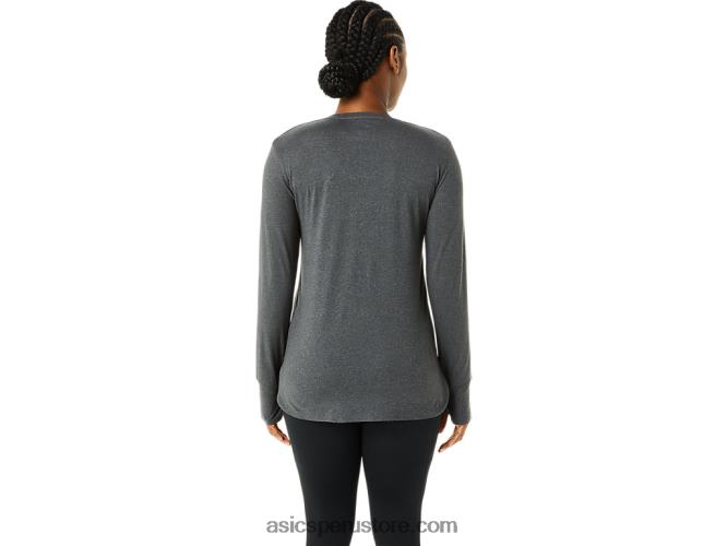 RPVB3690 brezo gris oscuro Asics top jaspeado de manga larga para mujer