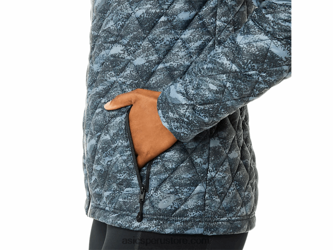 RPVB3698 estampado de metrópolis/luces brillantes Asics chaqueta con aislamiento de alto rendimiento para mujer