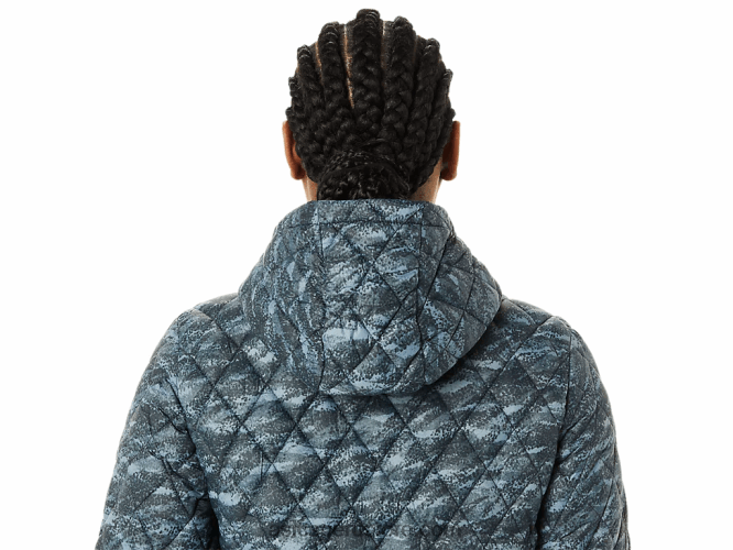 RPVB3698 estampado de metrópolis/luces brillantes Asics chaqueta con aislamiento de alto rendimiento para mujer