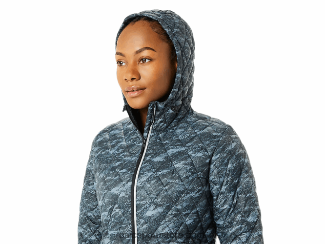 RPVB3698 estampado de metrópolis/luces brillantes Asics chaqueta con aislamiento de alto rendimiento para mujer