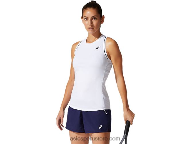 RPVB3876 blanco brillante Asics camiseta sin mangas con ribetes para mujer