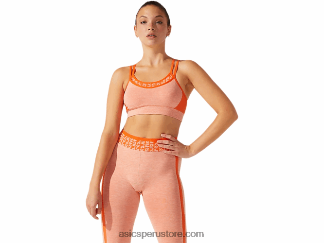 RPVB3927 naranja caléndula/melocotón sol Asics sujetador corto de mujer sin costuras con logo