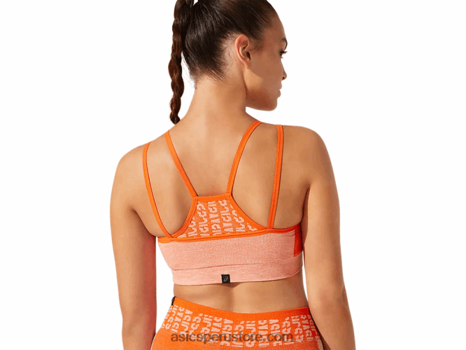 RPVB3927 naranja caléndula/melocotón sol Asics sujetador corto de mujer sin costuras con logo