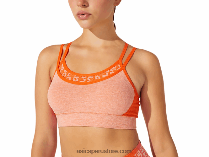 RPVB3927 naranja caléndula/melocotón sol Asics sujetador corto de mujer sin costuras con logo