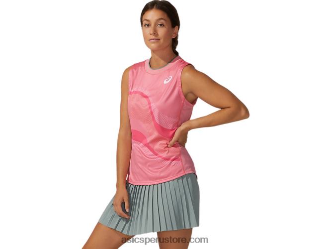 RPVB3933 pétalo de durazno Asics Camiseta sin mangas con gráfico Match para mujer