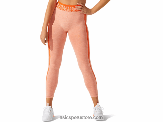 RPVB3940 naranja caléndula/melocotón sol Asics mallas cortas de mujer con logo sin costuras