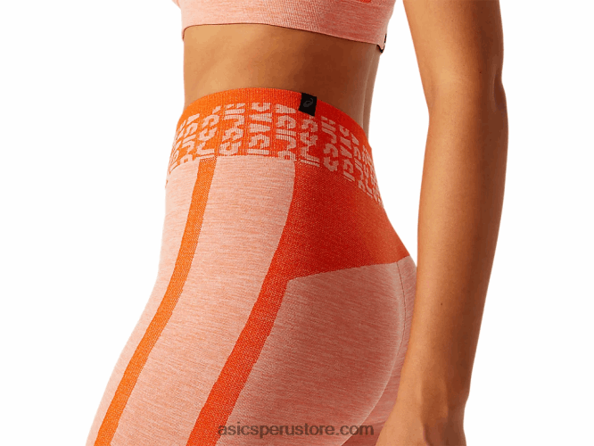 RPVB3940 naranja caléndula/melocotón sol Asics mallas cortas de mujer con logo sin costuras