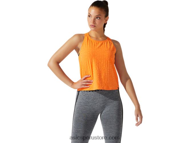 RPVB3942 durazno sol Asics camiseta corta de mujer en jacquard con logo