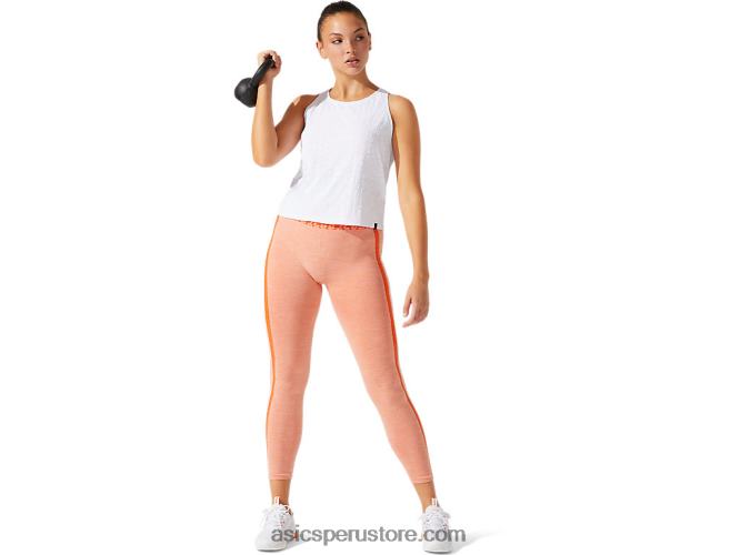 RPVB3966 blanco brillante Asics camiseta corta de mujer en jacquard con logo