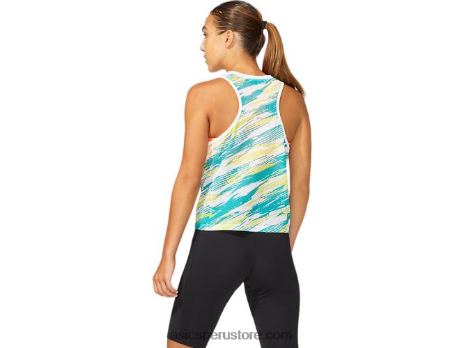 RPVB3967 joya blanca brillante/báltica Asics tanque de inyección de color para mujer
