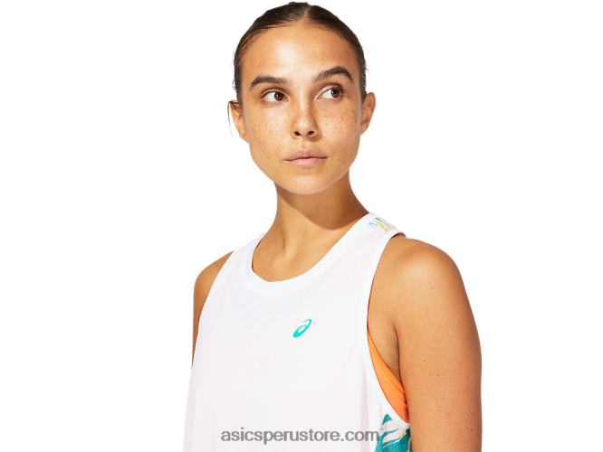 RPVB3967 joya blanca brillante/báltica Asics tanque de inyección de color para mujer