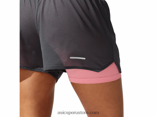 RPVB3975 gris grafito/pétalo de melocotón Asics Pantalón corto ventilado 2-n-1 para mujer de 35 pulgadas