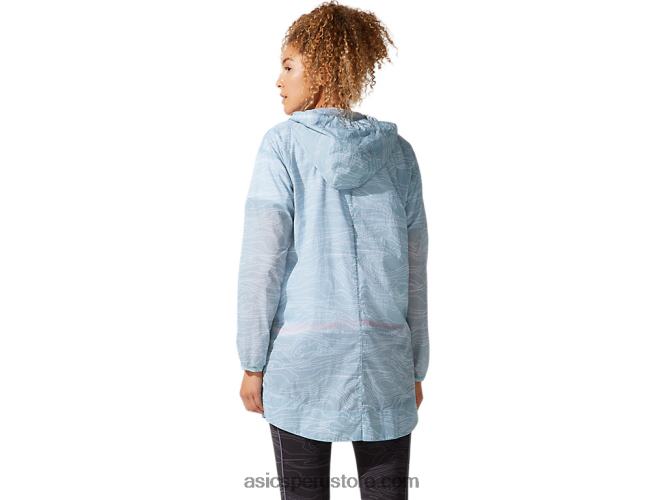 RPVB4029 humo azul Asics chaqueta larga de tejido vaporoso para mujer