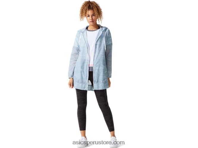 RPVB4029 humo azul Asics chaqueta larga de tejido vaporoso para mujer
