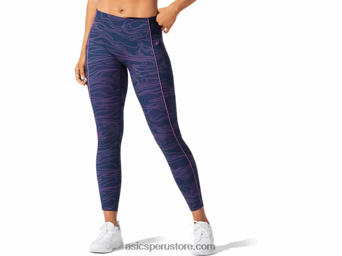 RPVB4033 azul francés/uva digital Asics mallas estampadas con ribete para mujer