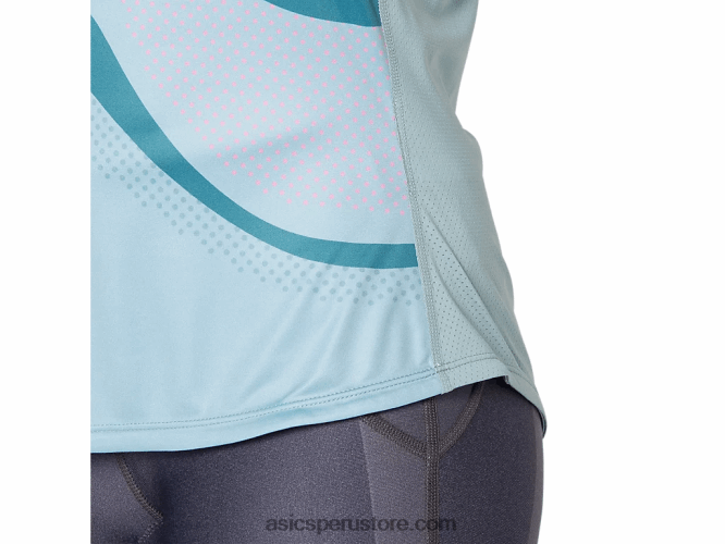 RPVB4045 humo azul Asics Camiseta sin mangas con gráfico Match para mujer