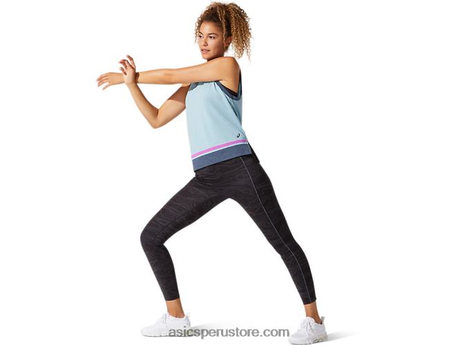 RPVB4066 humo azul Asics camiseta sin mangas color block para mujer