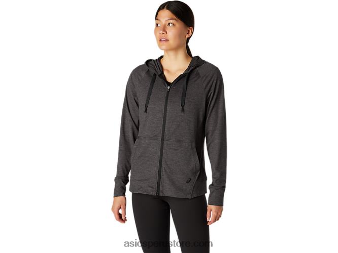 RPVB4097 brezo gris oscuro Asics sudadera con capucha técnica con cremallera completa para mujer