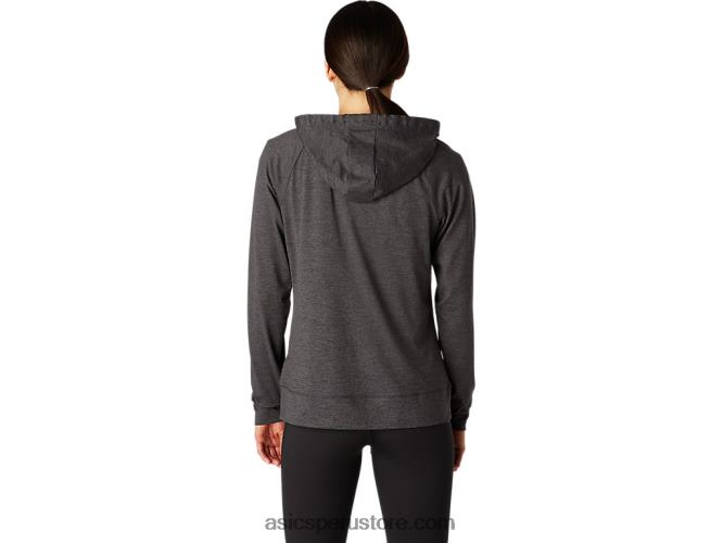 RPVB4097 brezo gris oscuro Asics sudadera con capucha técnica con cremallera completa para mujer