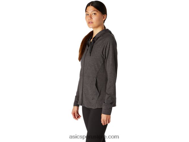 RPVB4097 brezo gris oscuro Asics sudadera con capucha técnica con cremallera completa para mujer