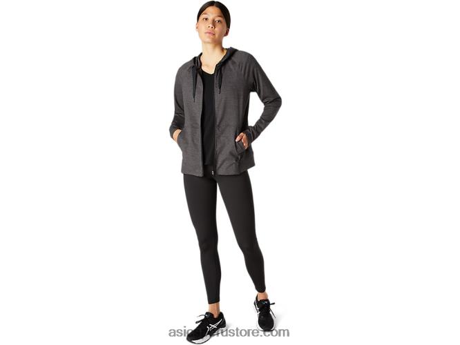RPVB4097 brezo gris oscuro Asics sudadera con capucha técnica con cremallera completa para mujer