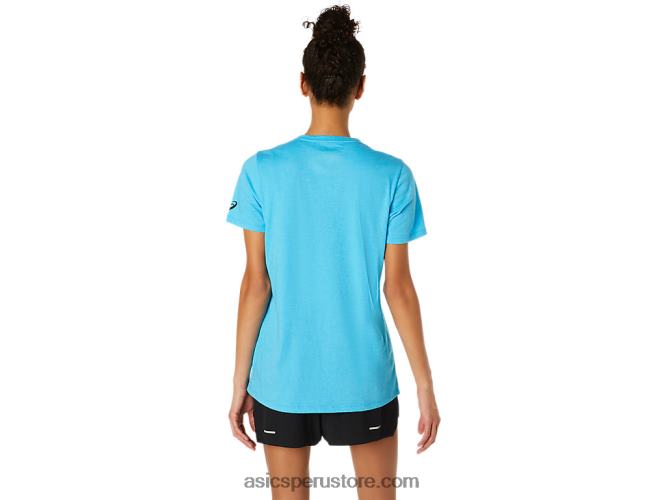 RPVB4098 brezo acuático digital Asics playera xg de manga corta con cuello en v para mujer