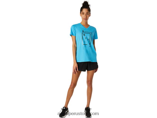 RPVB4098 brezo acuático digital Asics playera xg de manga corta con cuello en v para mujer
