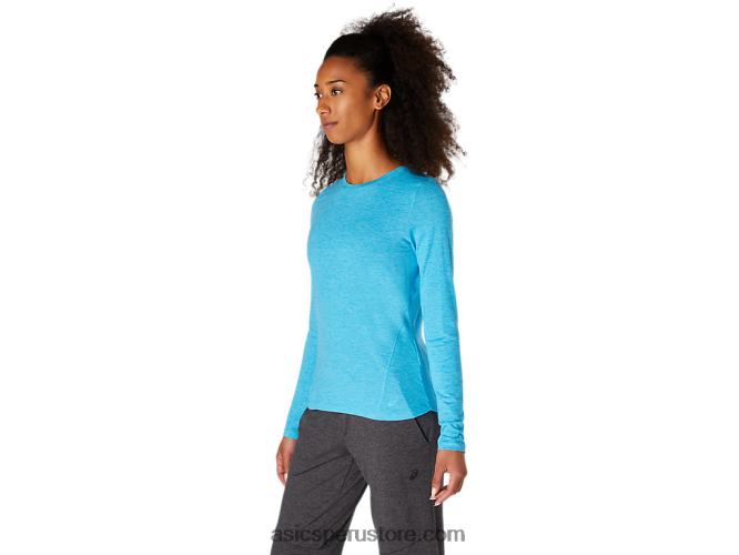 RPVB4117 agua digital Asics top jaspeado de manga larga para mujer