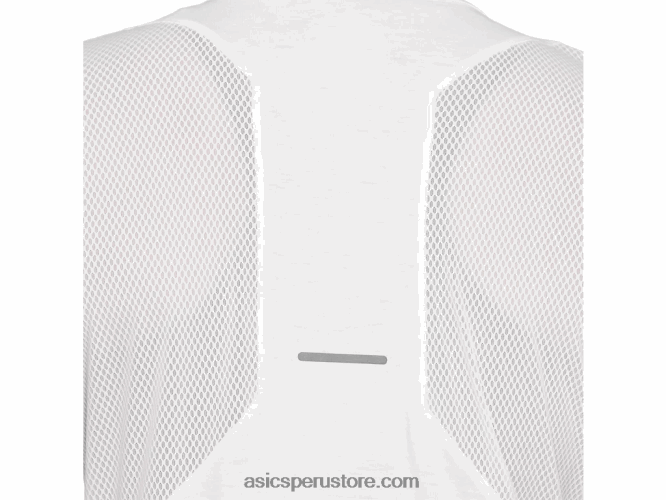 RPVB4141 blanco brillante Asics top de manga corta con cuello en v para mujer
