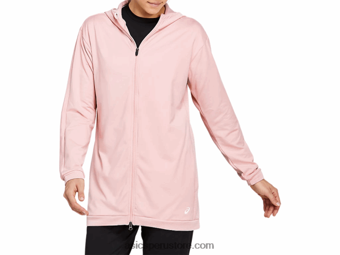 RPVB4143 jengibre durazno Asics sudadera con capucha y cremallera completa de polar thermopolis para mujer