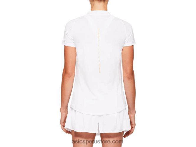 RPVB4194 blanco brillante Asics camiseta de tenis de manga corta para mujer