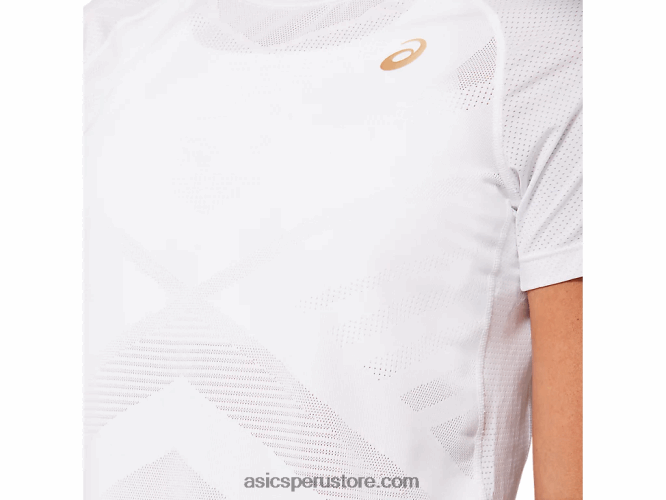 RPVB4194 blanco brillante Asics camiseta de tenis de manga corta para mujer