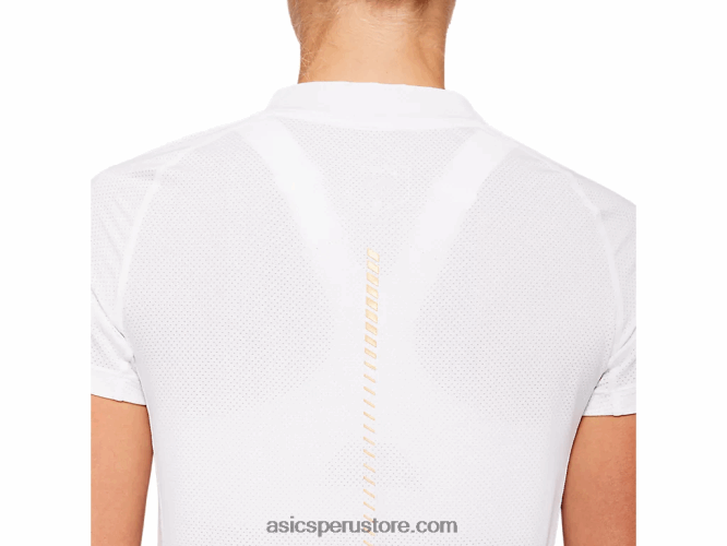 RPVB4194 blanco brillante Asics camiseta de tenis de manga corta para mujer