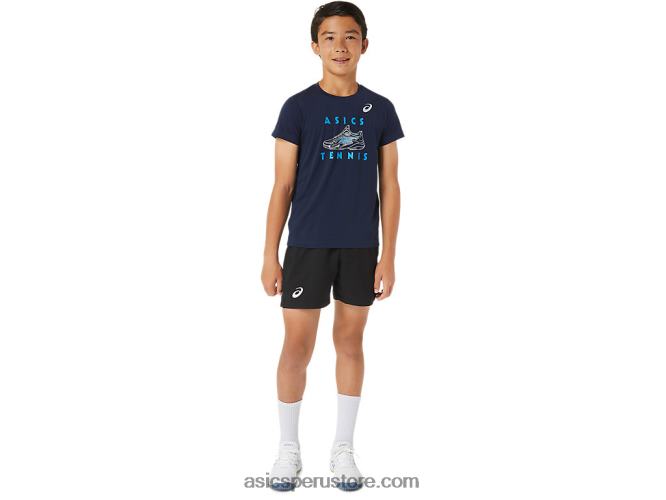 RPVB4231 medianoche Asics playera de manga corta con gráfico de tenis para niños