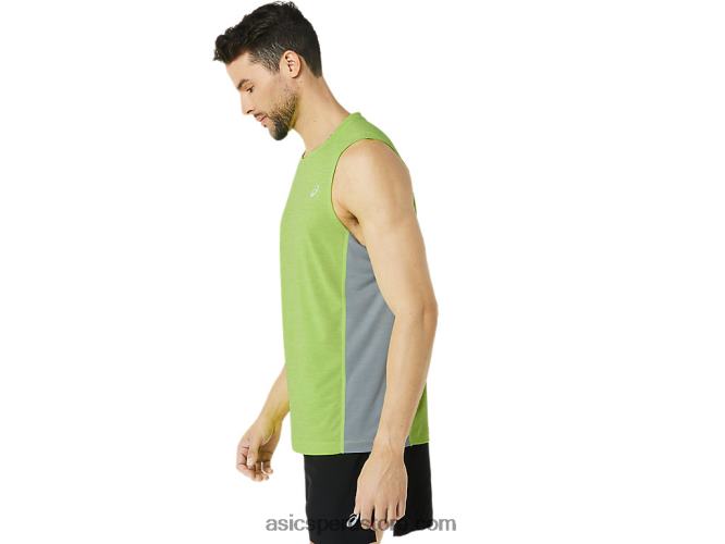 RPVB43 ralladura de lima/hoja de roca Asics Camiseta de tirantes para hombre Train Sana Muscle