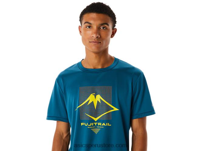 RPVB436 tinta verde azulado Asics camiseta de manga corta con logo fujitrail para hombre