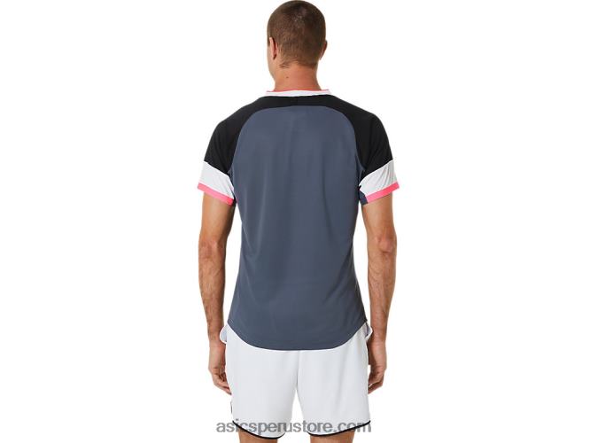 RPVB454 negro rendimiento/gris portador Asics top de manga corta para hombre