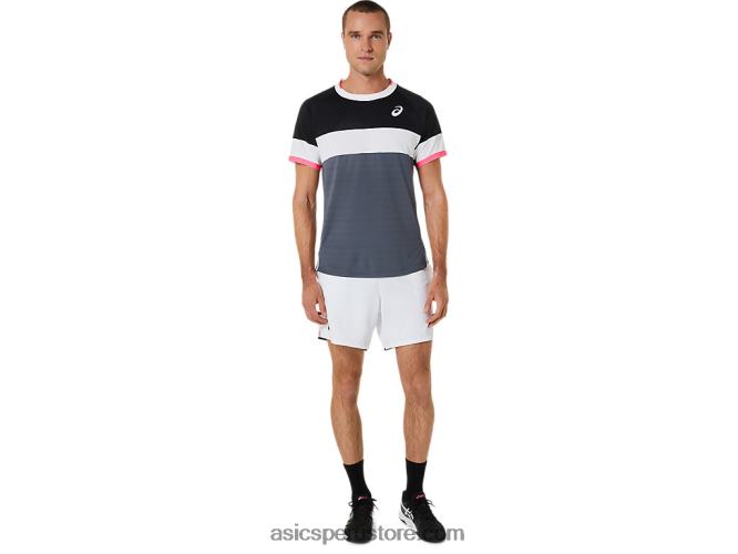 RPVB454 negro rendimiento/gris portador Asics top de manga corta para hombre