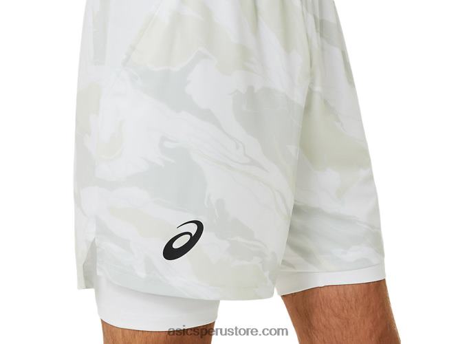 RPVB476 blanco brillante Asics gráfico de partido de hombres 7in short