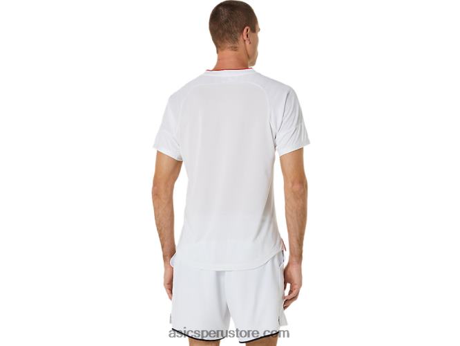 RPVB499 blanco brillante Asics top de manga corta para hombre