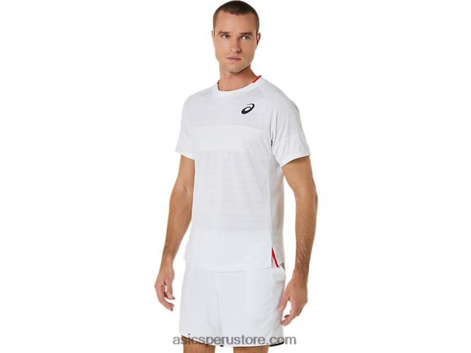 RPVB499 blanco brillante Asics top de manga corta para hombre