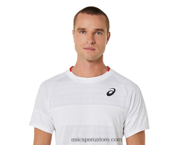 RPVB499 blanco brillante Asics top de manga corta para hombre