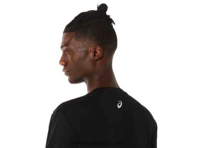 RPVB508 rendimiento negro Asics top de manga larga con logo fujitrail para hombre