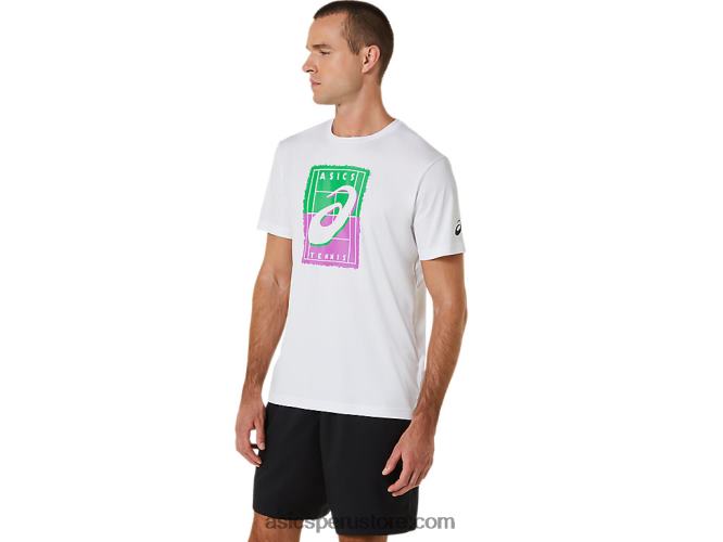 RPVB525 blanco brillante Asics camiseta gráfica court gs para hombre