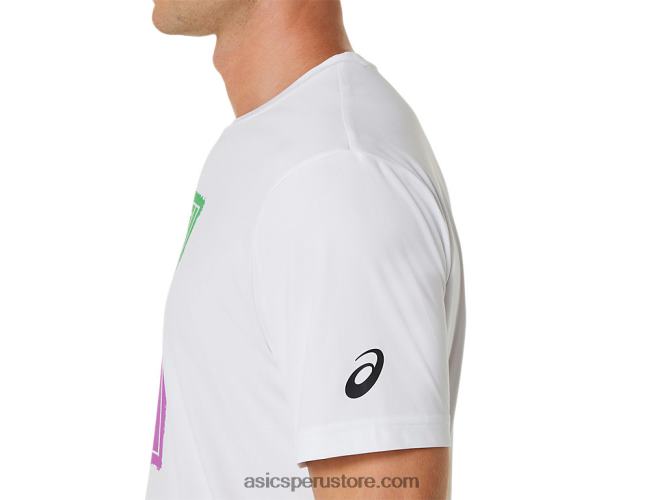 RPVB525 blanco brillante Asics camiseta gráfica court gs para hombre